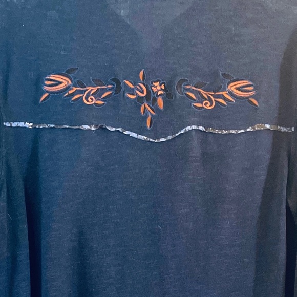 Free People Boho Gauze Navy Long Sleeve Blouse - Picture 4 of 6